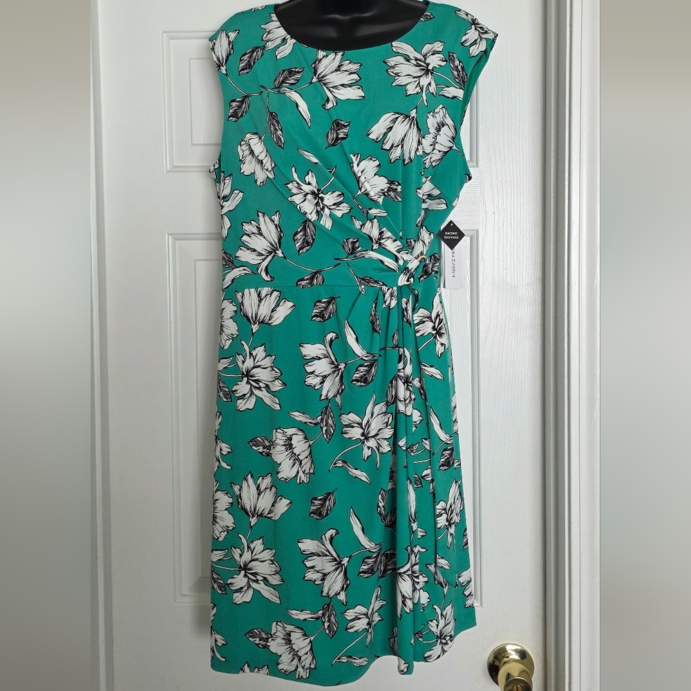 Sandra Darren Dress Green Floral Size L
